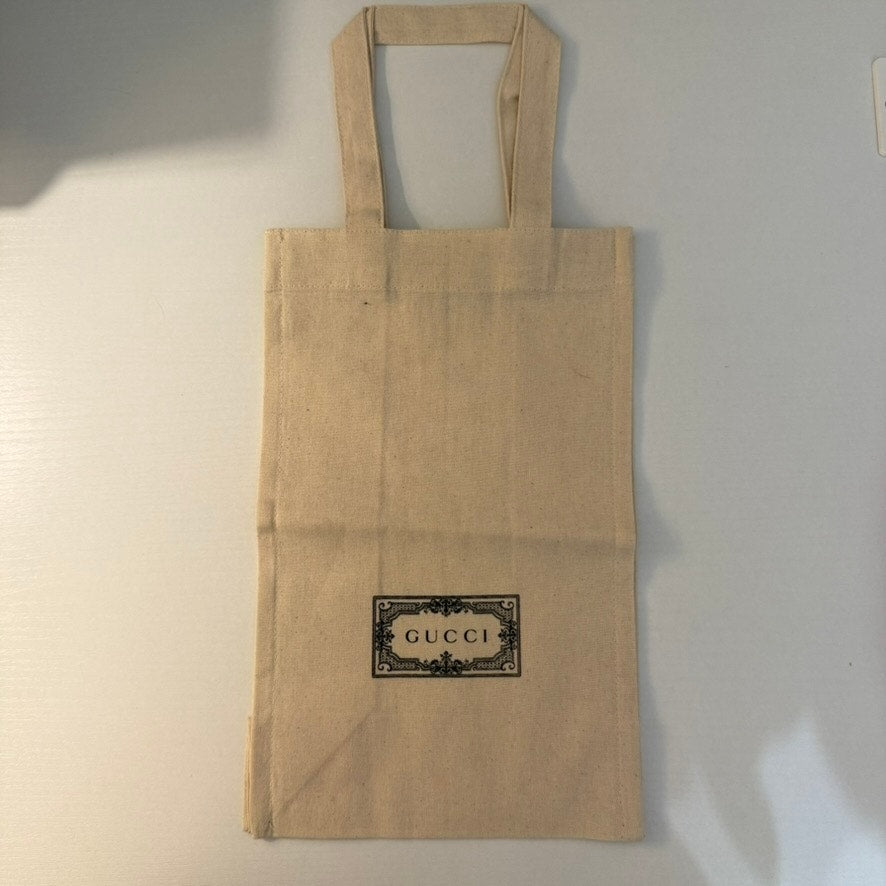 Gucci Tote Bag Womens Beige Logo Print Shopping Bag 11x7 Double Handles