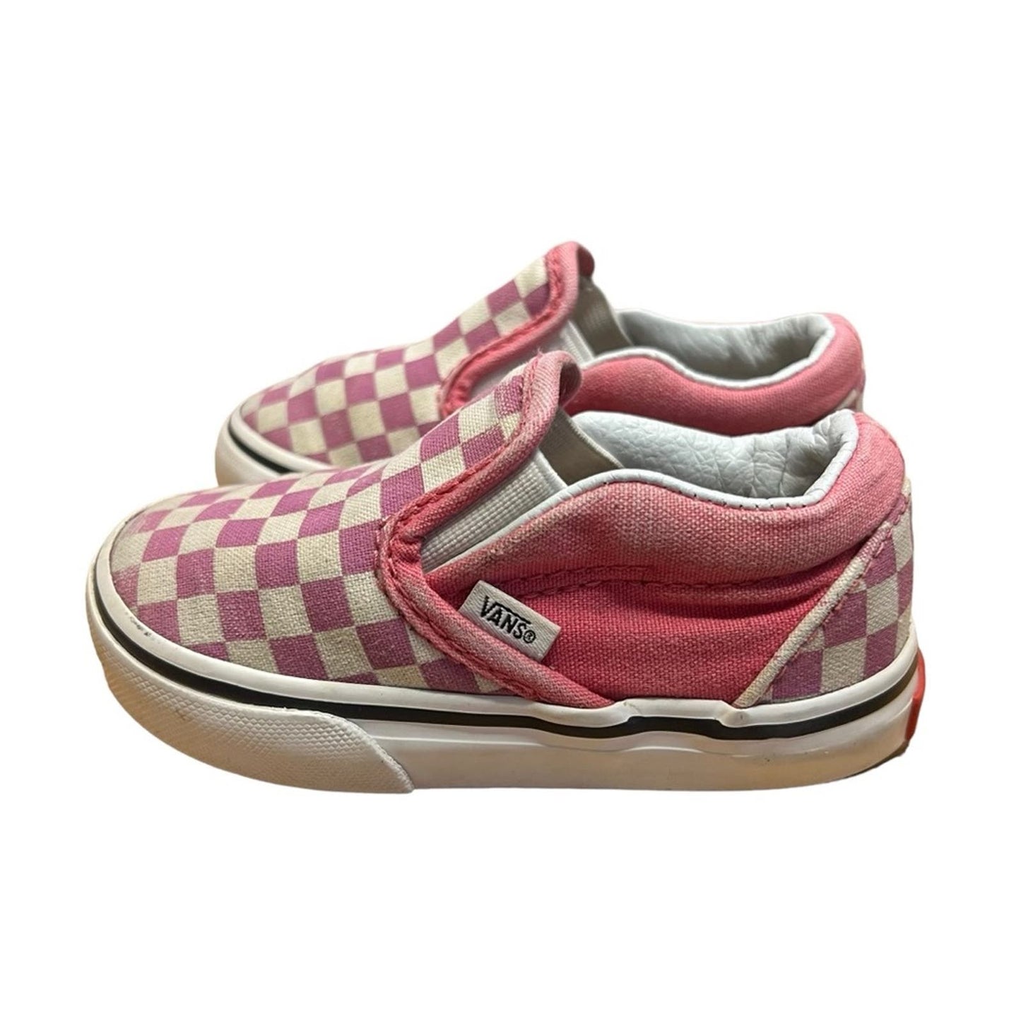 Vans Slip-On V Shoe - Checkerboard Pack- Fuchsia/White - Toddler Girls' 5.5