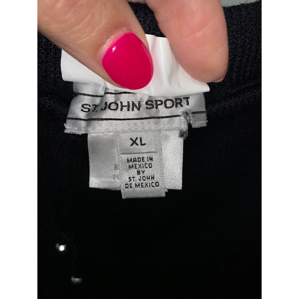 St. John Sport Women's Black Knit Drawstring Capri Pants Size XL Casual