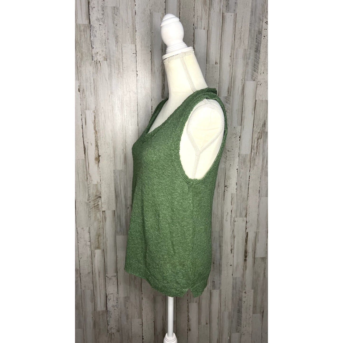 J.Crew Women's XL Green V-Neck Sleeveless Knit Tank Top Casual