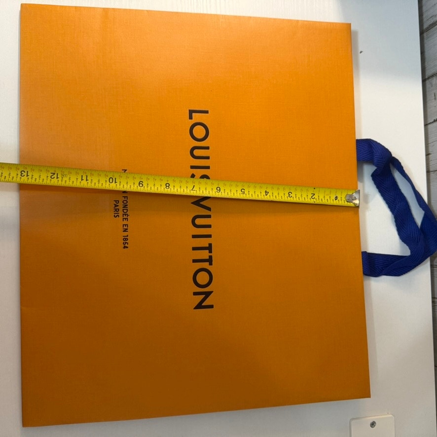 Louis Vuitton Large Shopping Gift Bag Orange Blue Ribbon Handles 16x13