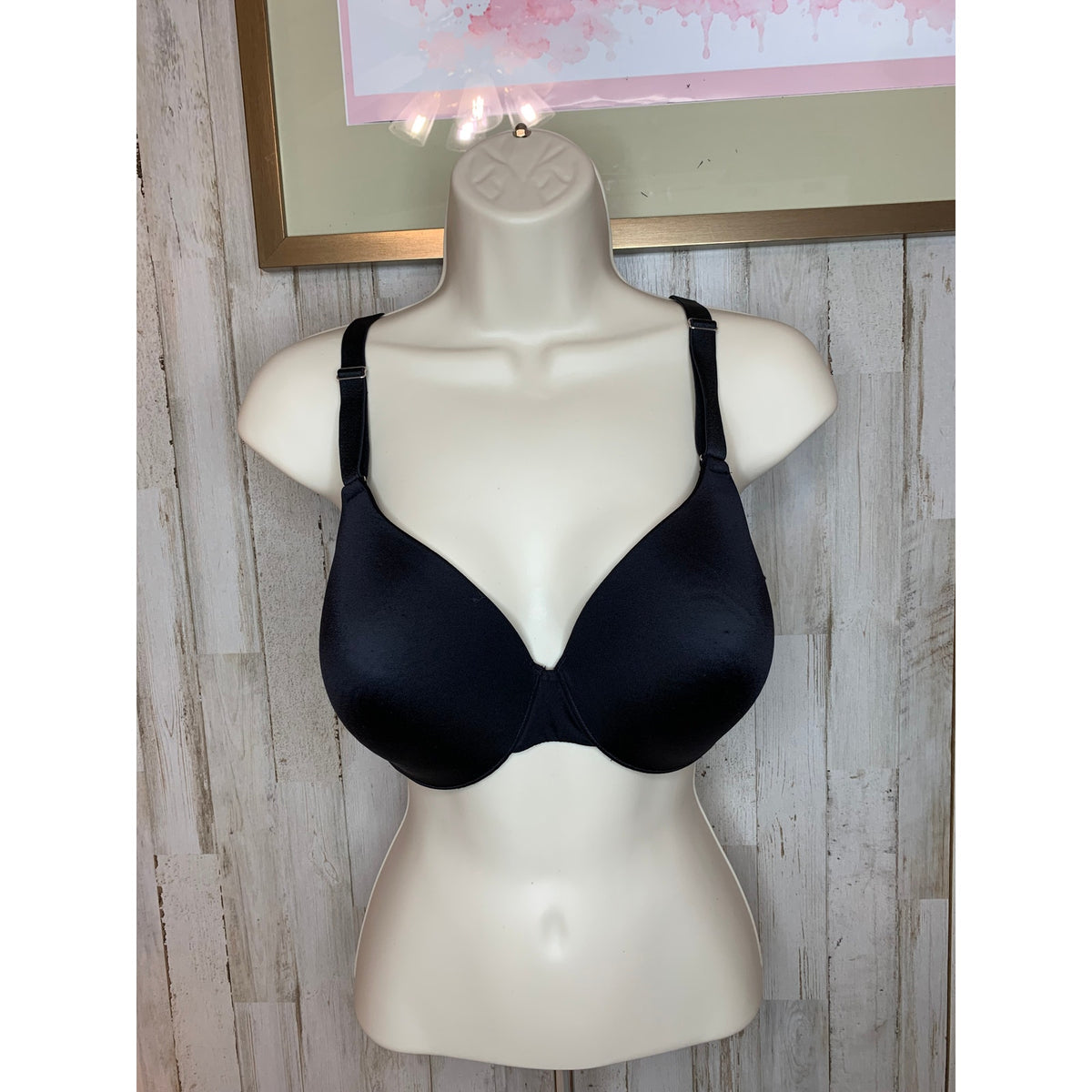 Soma Vanishing Back T-Shirt Bra Womens 38C Black Underwire Full Coverage