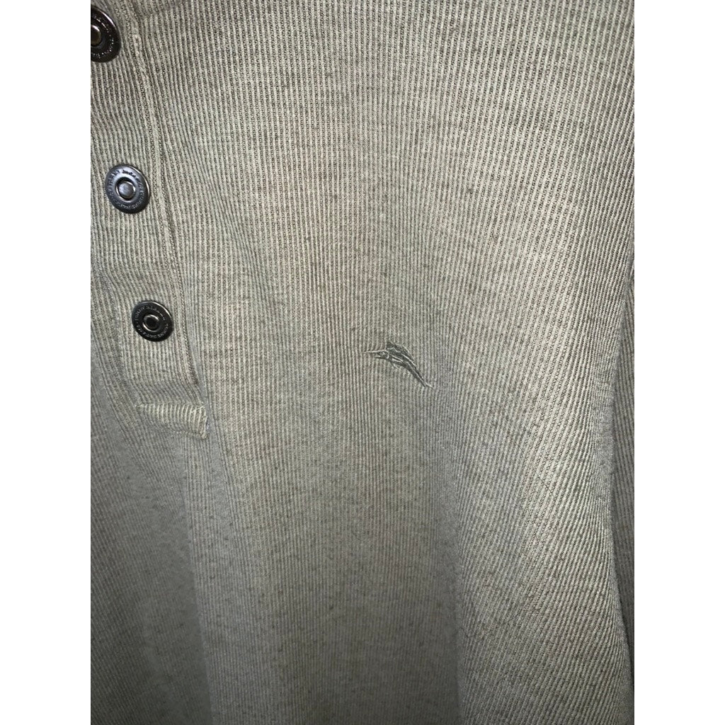 Tommy Bahama Men's XL Olive Green 1/4 button neck Sweater/sweatshirt Long Sleeve Casual