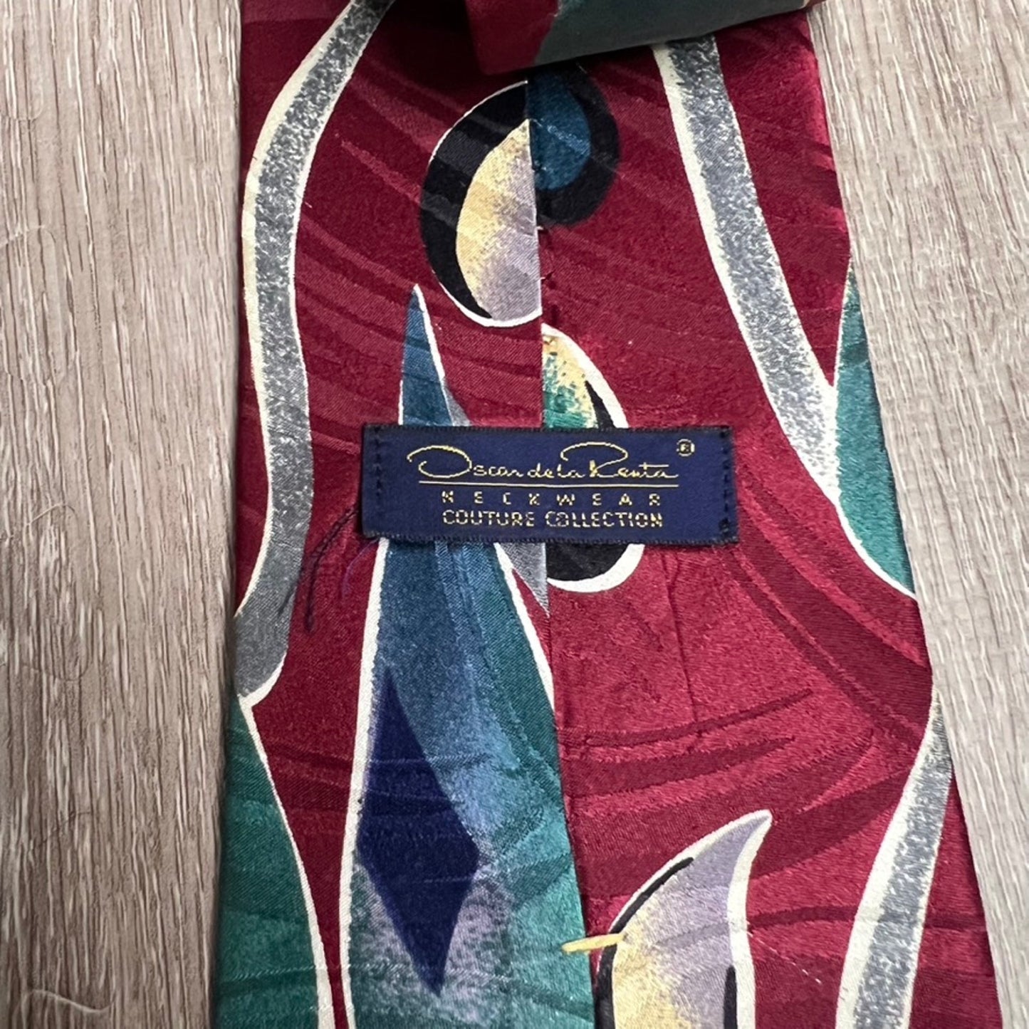 Oscar de la Renta Men's Silk Tie Multicolor Geometric Designer