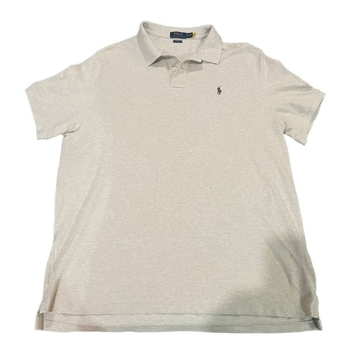 Polo Ralph Lauren Polo Shirt Mens 2XL Beige Classic Fit Black Pony Logo