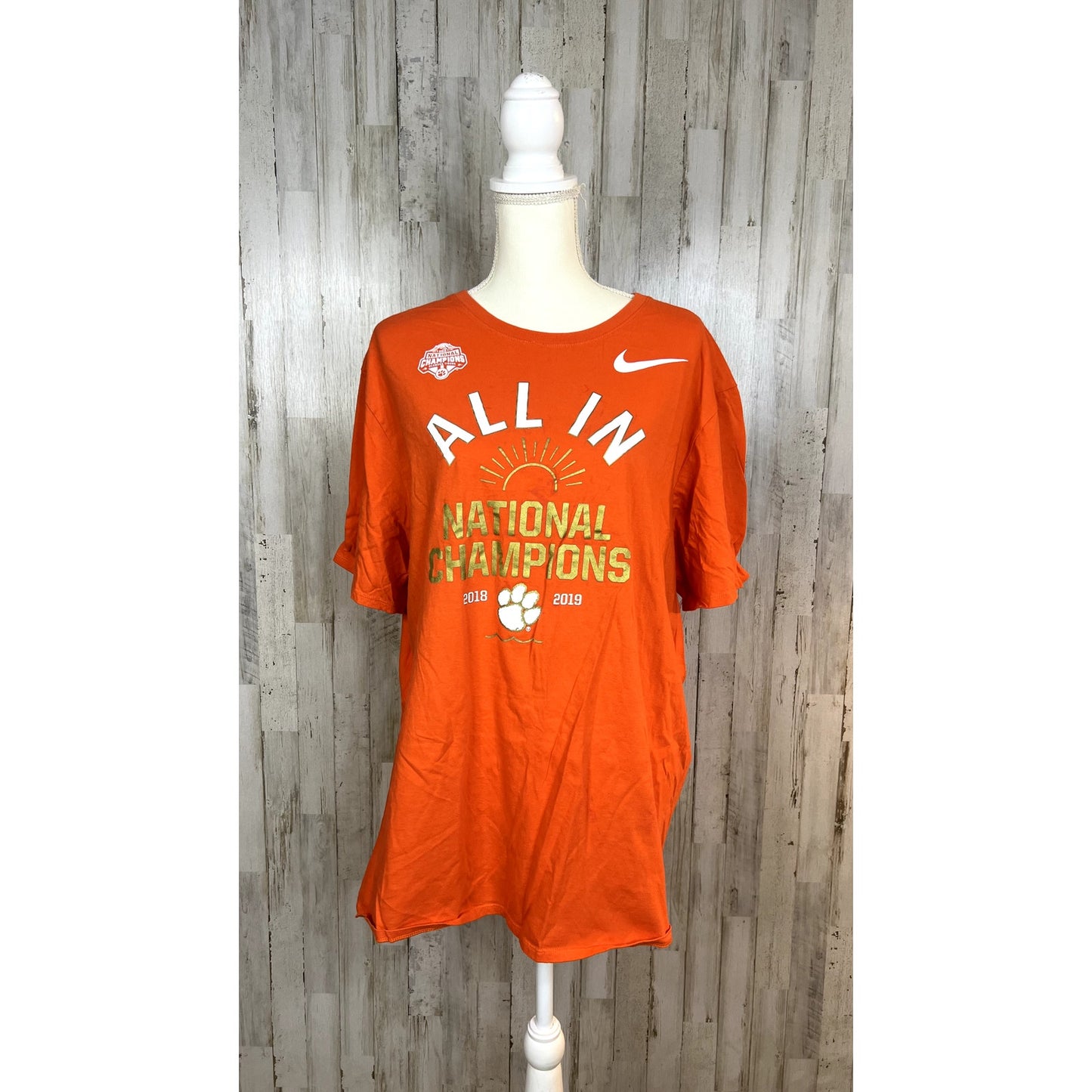 Nike Clemson Tigers 2018-2019 National Champions All In T-Shirt Men's 2XL Orange