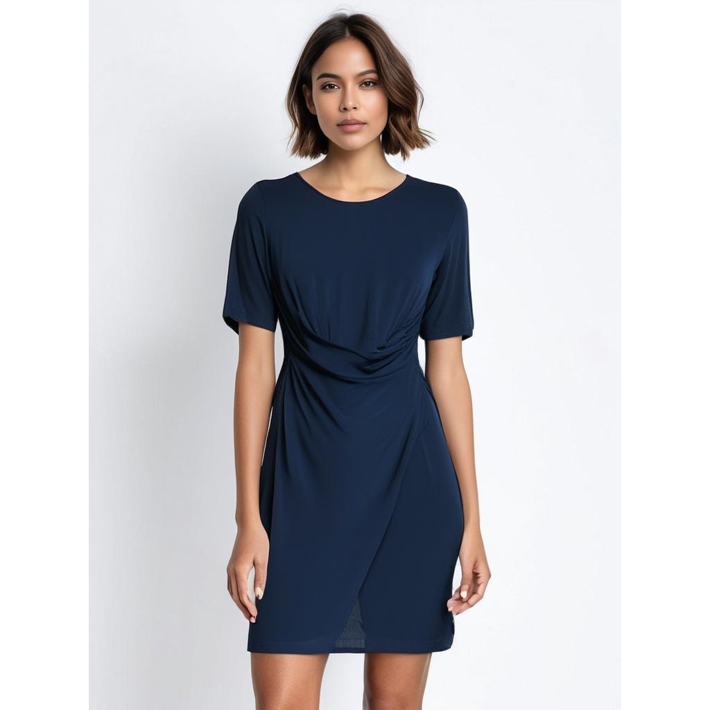 NWT Banana Republic Women's Small Sheath Dress Blue Ruched Waist Knee Length