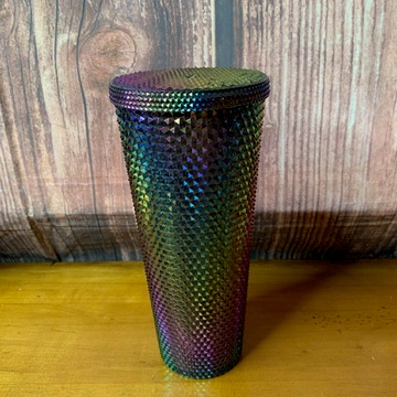 Starbucks Cold Cup Tumbler 24oz Oil Slick Iridescent w/Lid NO STARW
