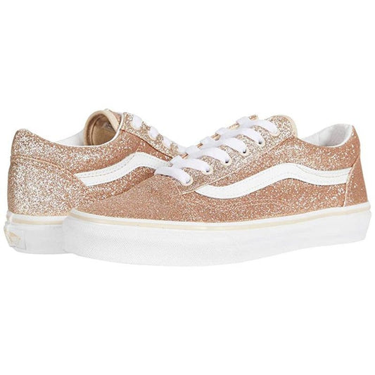 VANS Old Skool Girl's Gold Glitter Skate Shoes Lace-Up Sneakers Size 11.0