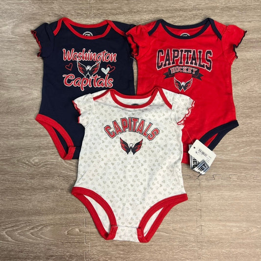 NWT Washington Capitals Infant Bodysuit 3-Pack Multicolor Unisex 12 Months