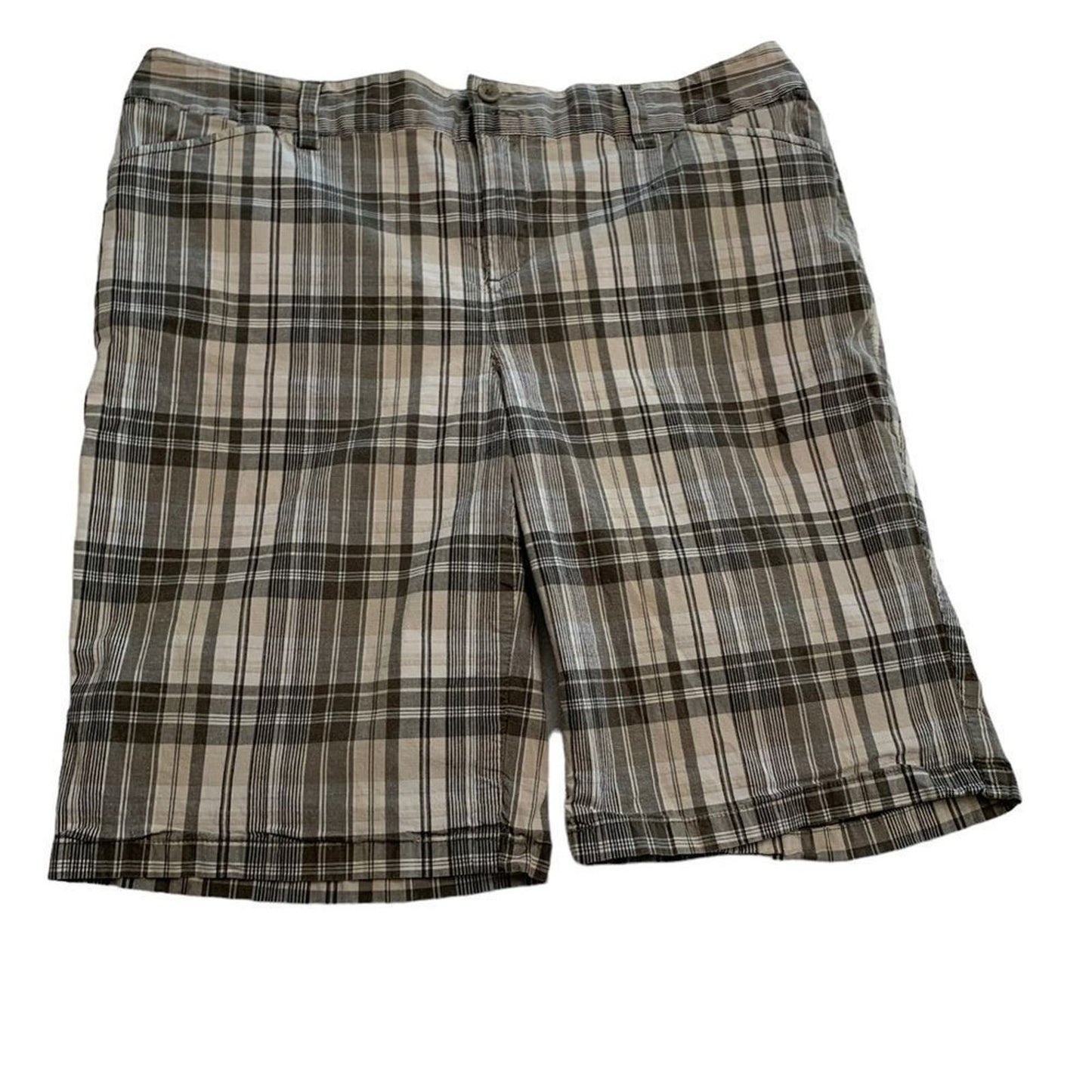 Twill Grey Plaid Golf Bermuda Shorts 12