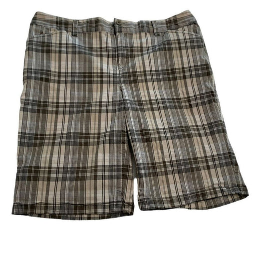 Twill Grey Plaid Golf Bermuda Shorts 12