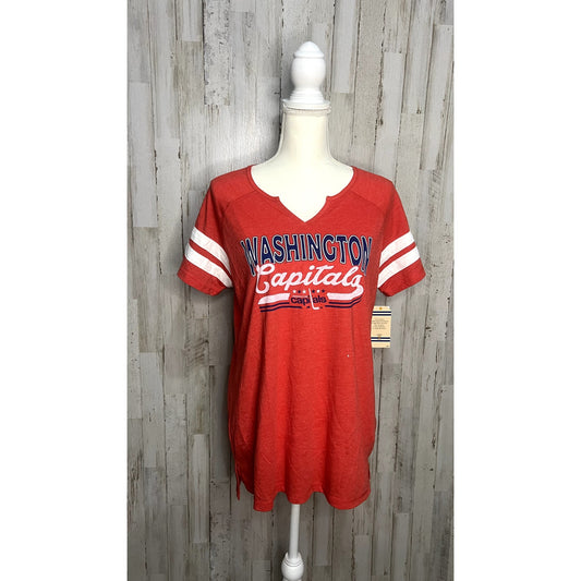 NWT NHL Women's Washington Capitals V-Neck T-Shirt Red Size Large