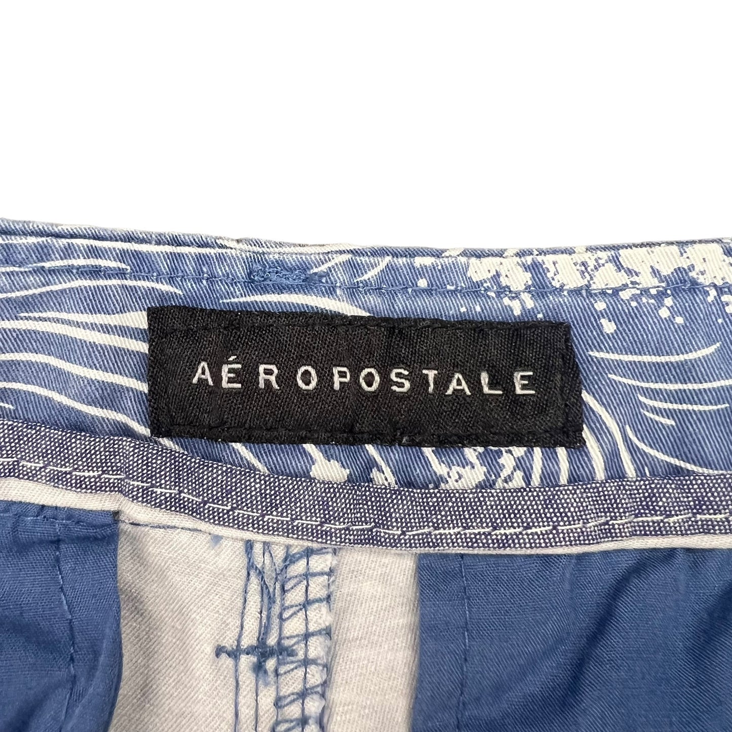 Aéropostale Men's Size 28 Wave Print Chino Shorts Blue Casual Spring Summer