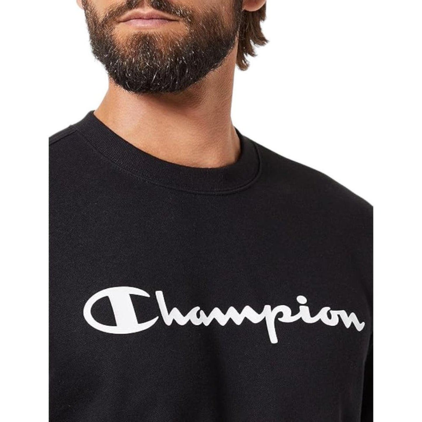 CHAMPION MENS CREW NECK LINEAR LOGO SWEATSHIRT SIZE LARGE