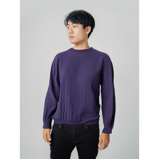 Vintage SaddleBred Men's Medium Purple Crew Neck Long Sleeve Sweater