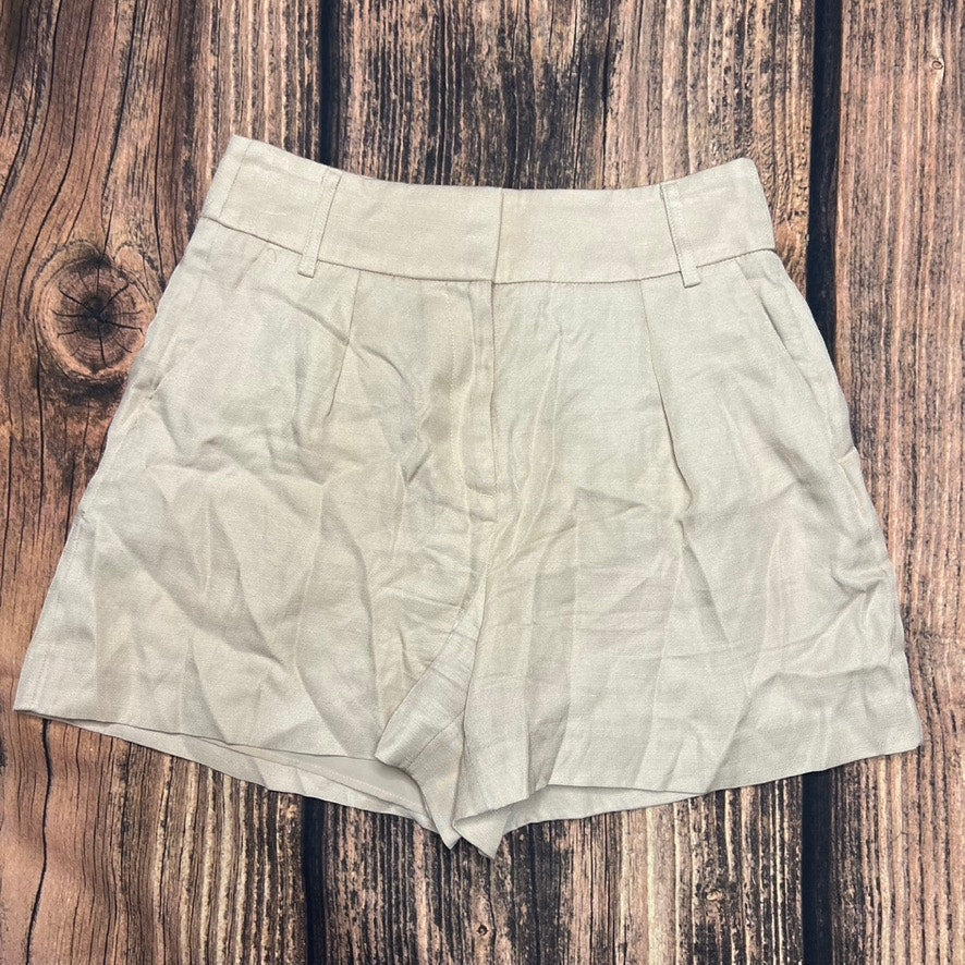 Express Women's Size 2 Beige Stylist Super High Rise Pleated Shorts