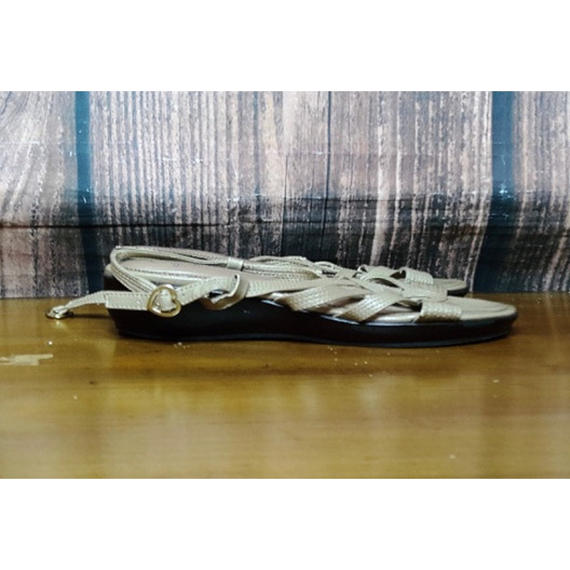 Clarks Womens Slingback Sandals Beige Strappy Low Wedge 8
