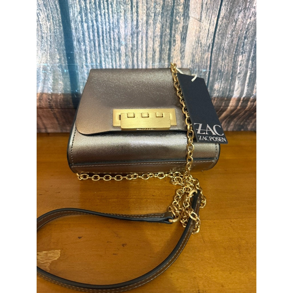 NWT Zac Posen Eartha Mini Chain Crossbody Bag Shale Gold Hardware