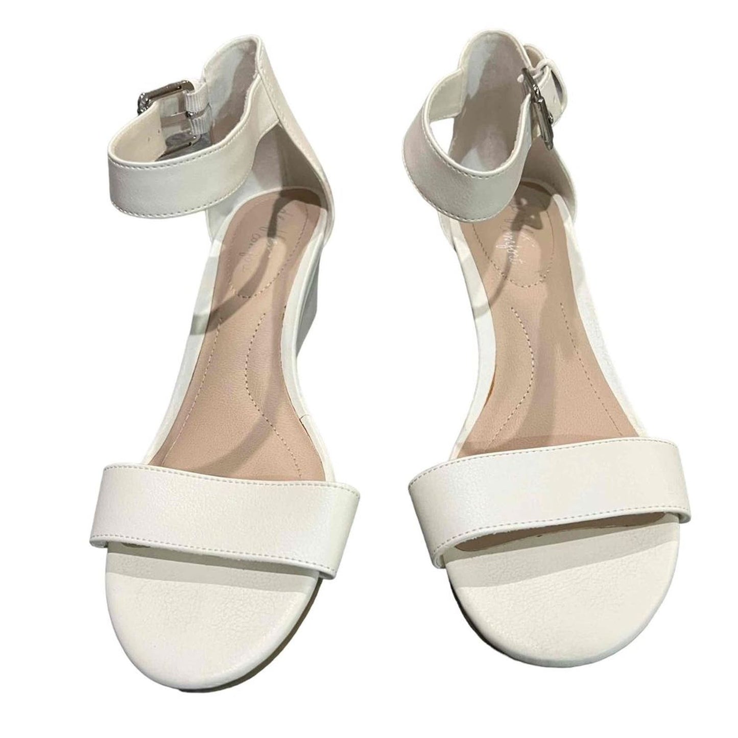 Dexflex Comfort Women's Paige White Open Toe Ankle Strap Wedge Sandals Size 7.5