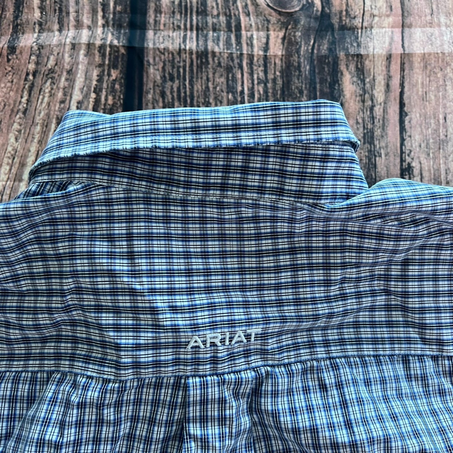 Ariat Men's 2XL Blue Plaid Wrinkle-Free Long Sleeve Button Down Shirt