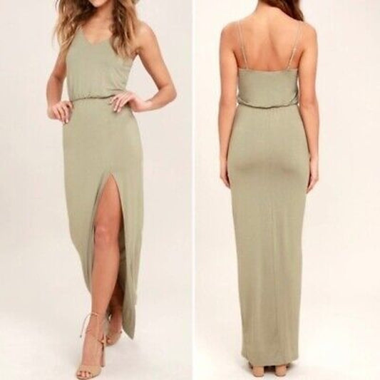 Lulus Women's XS Olive Green Maxi Dress Party Cocktail Summer