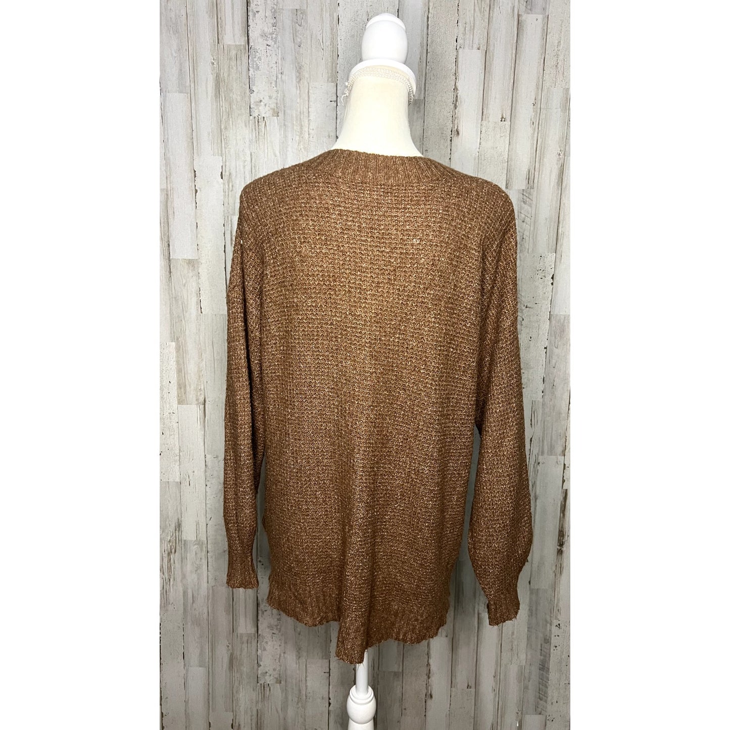 American Eagle Women's Size XS Brown V-Neck Oversized Pullover Sweater