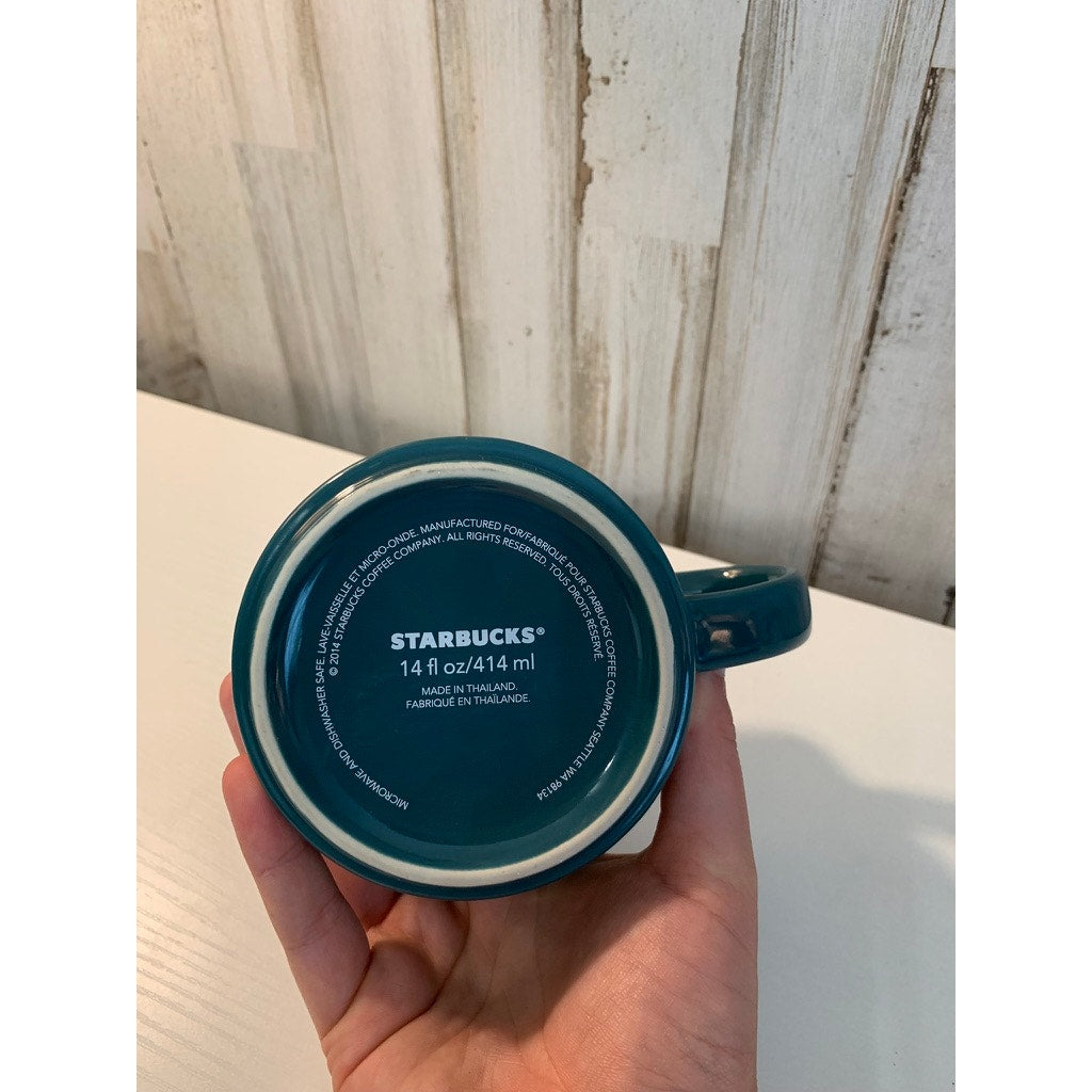 Starbucks Teal Faceted Stacking Coffee Mug 14 fl oz