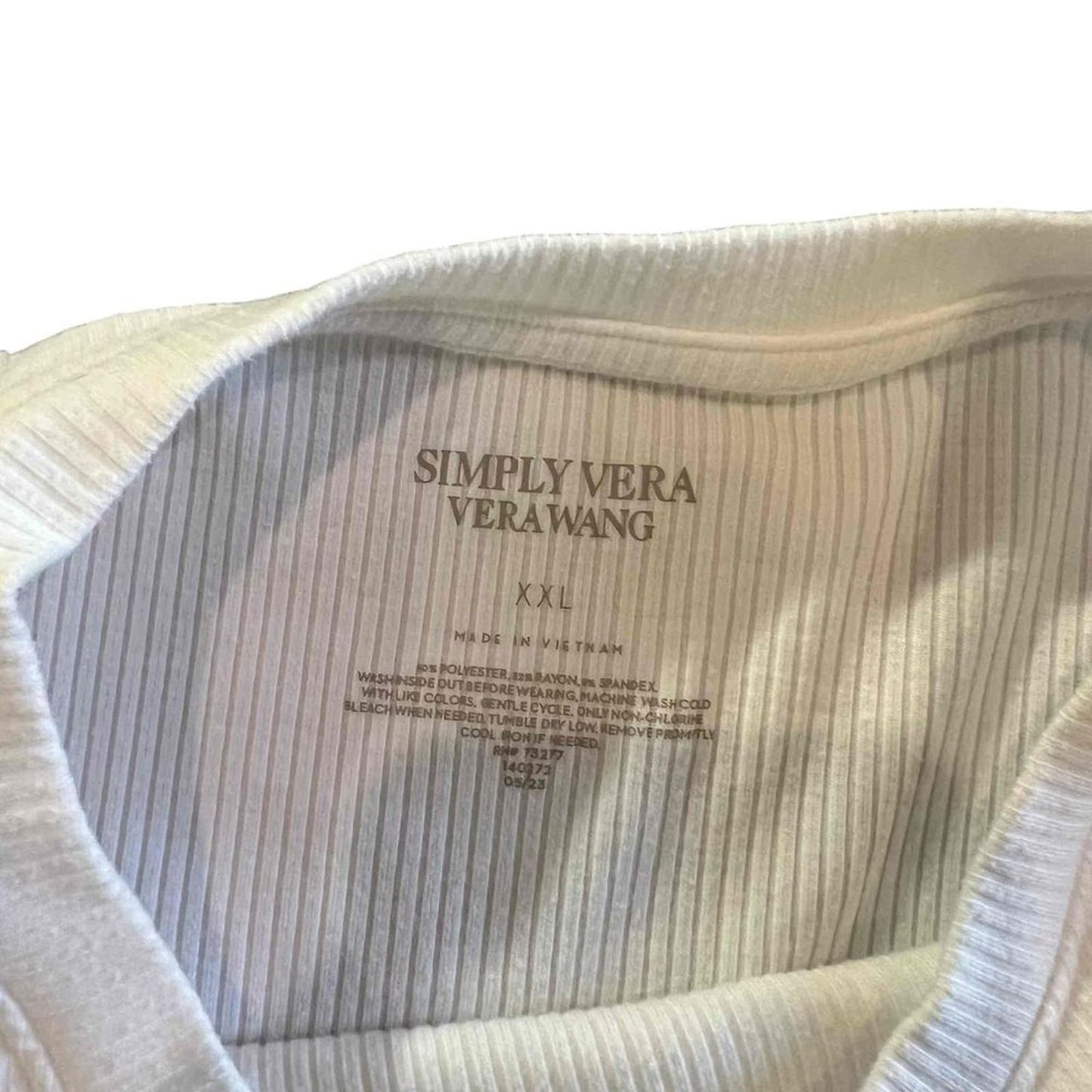 Simply Vera Vera Wang White Short Sleeve Ribbed Crew Neck T-Shirt Size XXL