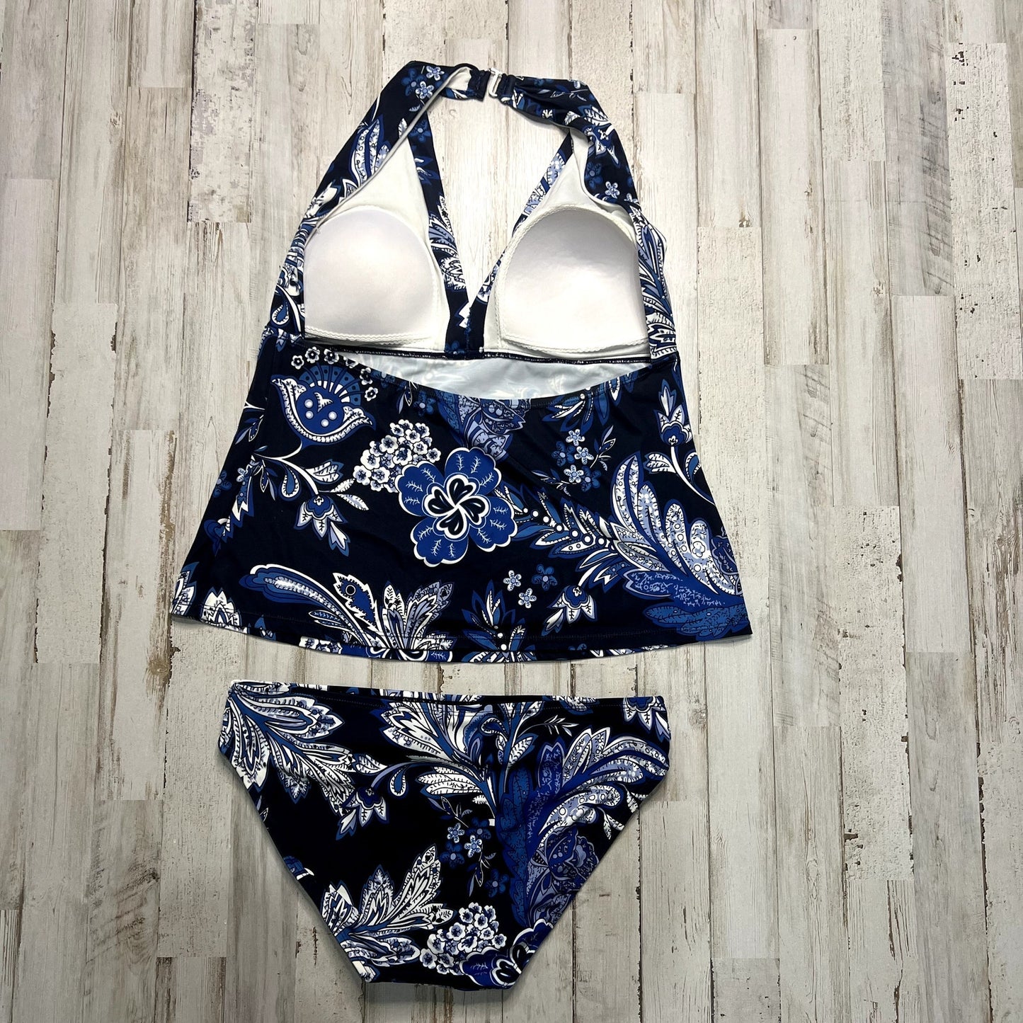 Lauren Ralph Lauren Blue Floral Tankini Swimsuit Top Size 14 Bottoms Size 10