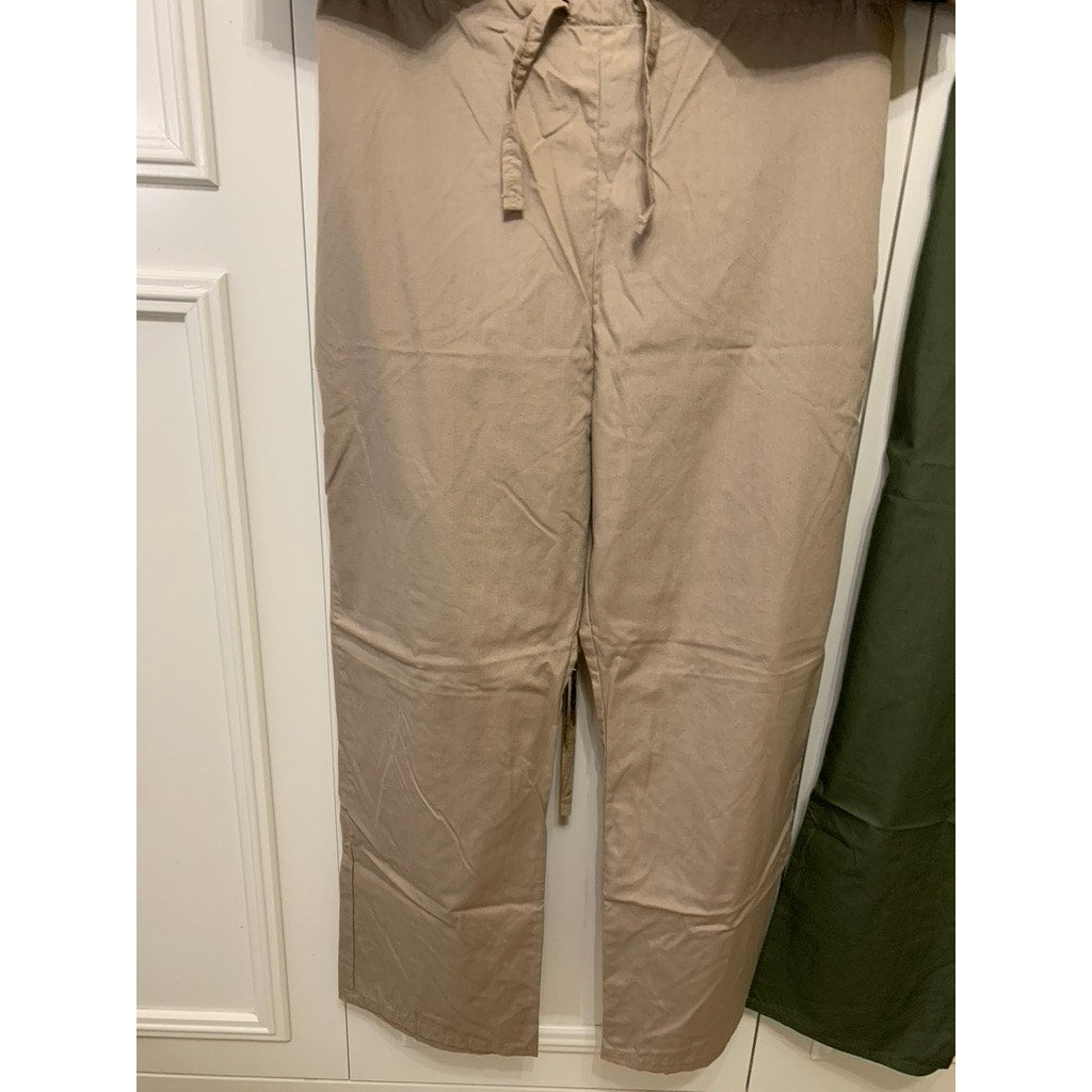 Natural Workwear Unisex Scrub Set 4 Pc Beige & Green Size Large