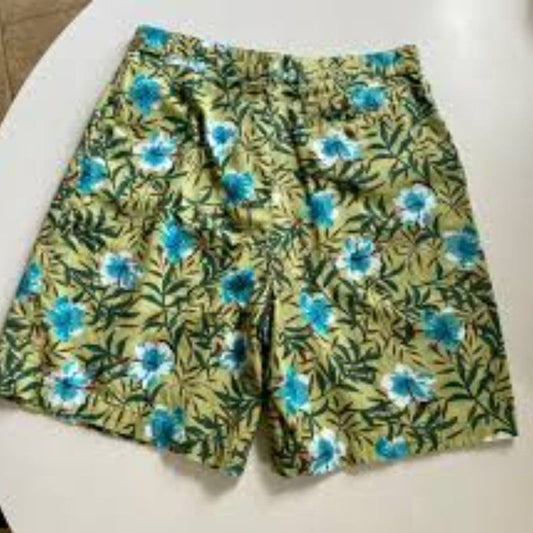 Vintage White Stag 1990s Tropical Print High Waisted Bermuda Shorts / Size 16