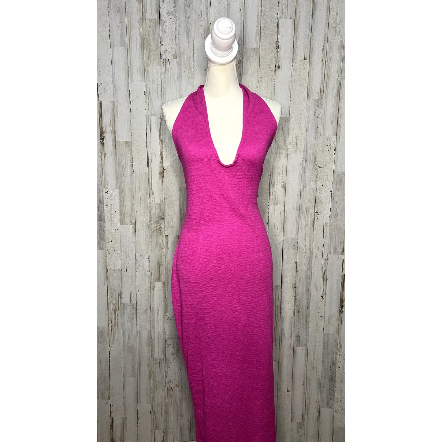 Fashion Nova Women's XL Pink Halter Sleeveless Maxi Dress Party Cocktail