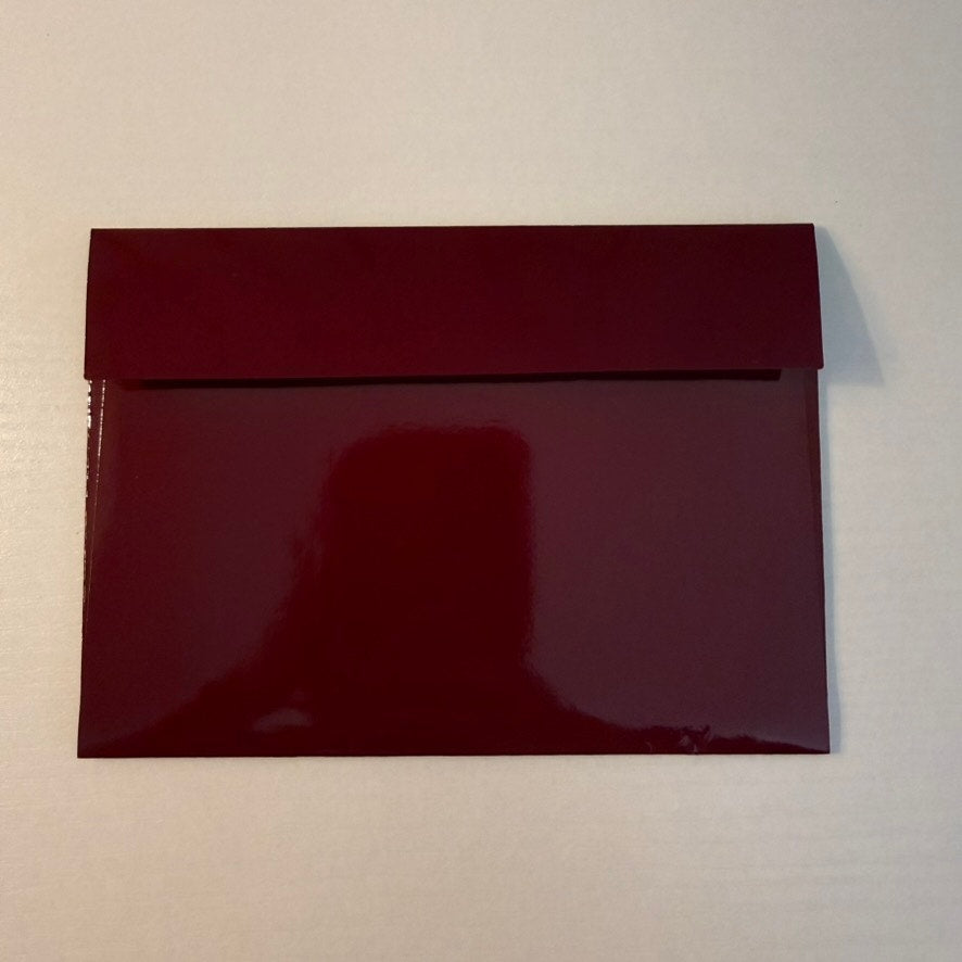 Gucci Burgundy Maroon Glossy Logo Envelope Receipt Holder Gift Packaging 6"x4.5"