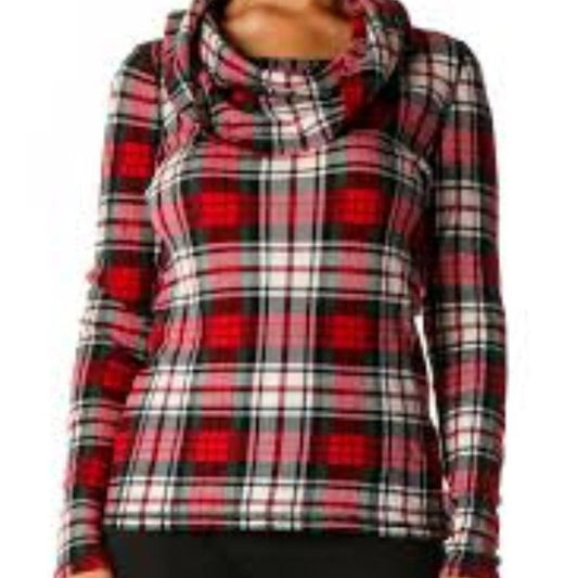 Lauren Jeans Co. Ralph Lauren Red Plaid Holiday Cowl neck Blouse