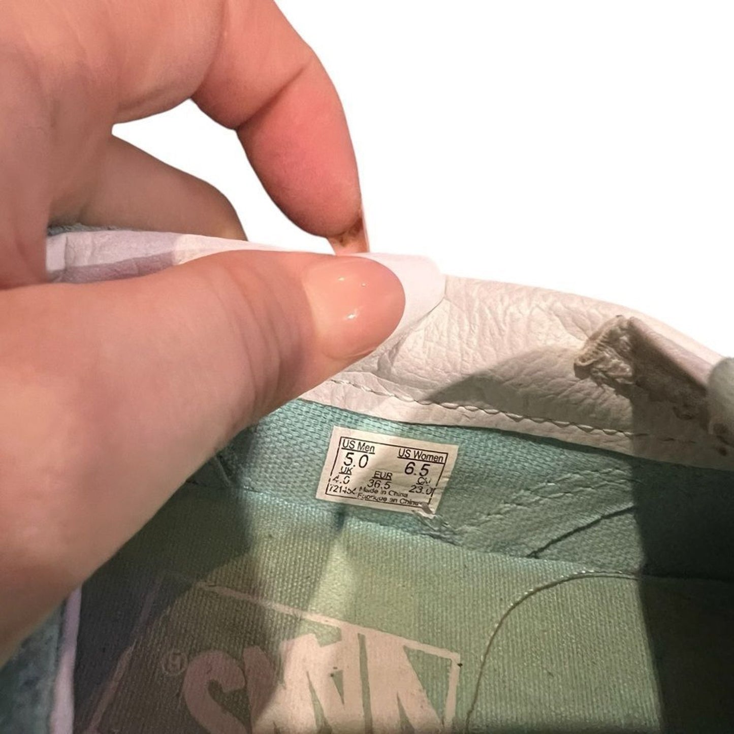 Vans Classic Slip-On Skate Shoes Mint Green Perforated Suede Size 5/6.5