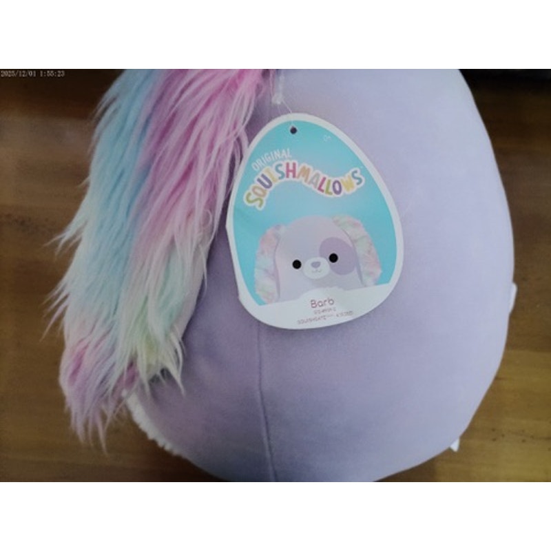 NWT Squishmallows Barb Dog Purple Pastel Rainbow Ears 16"