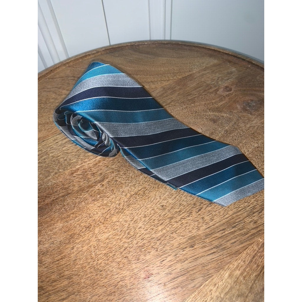 Express Men's Blue Striped Silk Tie Classic Length