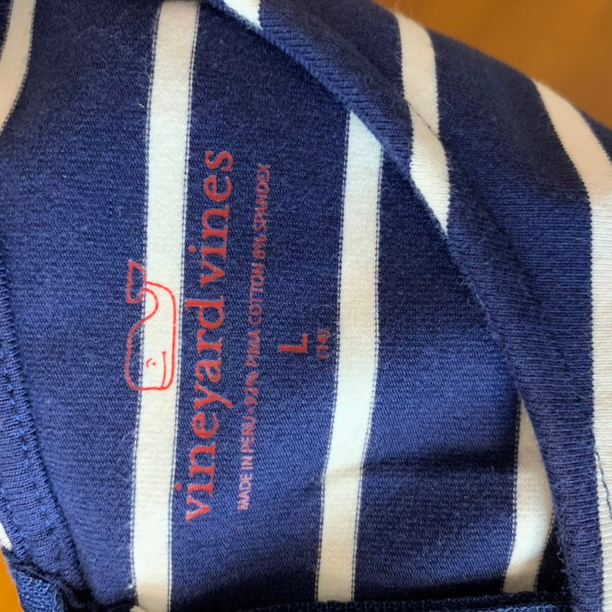 Vineyard Vines Girls Dress Size Large Navy Blue White Striped