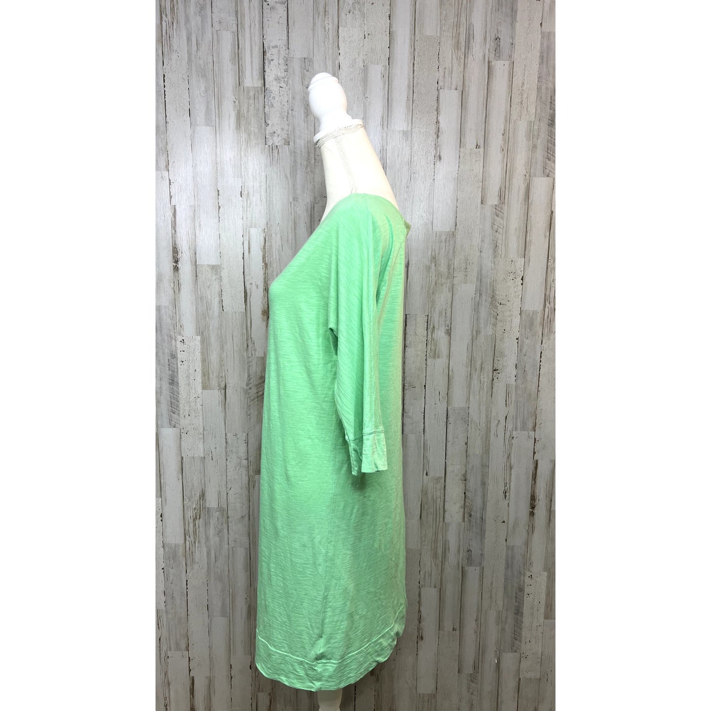 Lilly Pulitzer Cassie Dress Knee Length Green 3/4 Sleeve Boat Neck Womens Medium