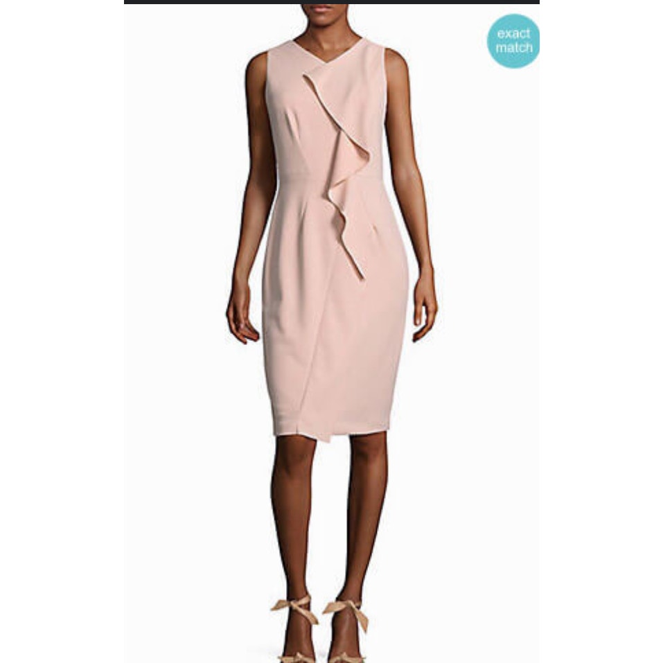 Calvin Klein Women's Size 12 Pink Sleeveless Ruffle Knee Dress WORN ON TV