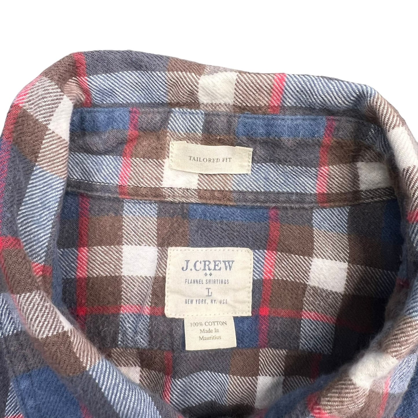 J.Crew Men's Large Plaid Flannel Long Sleeve Button-Up Tailored Fit Shirt