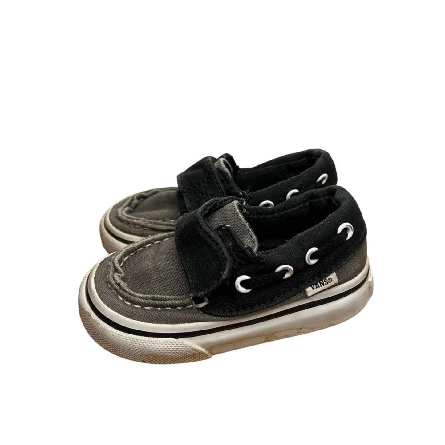 Vans Loafers Boat Shoes with Strap - Gray/Black, Toddler Size 4.5