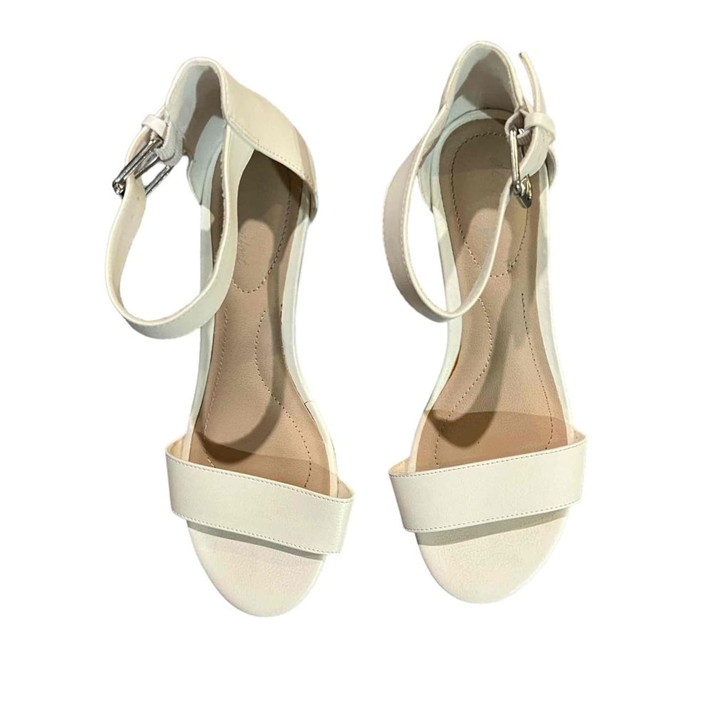 Dexflex Comfort Women's Paige White Open Toe Ankle Strap Wedge Sandals Size 7.5