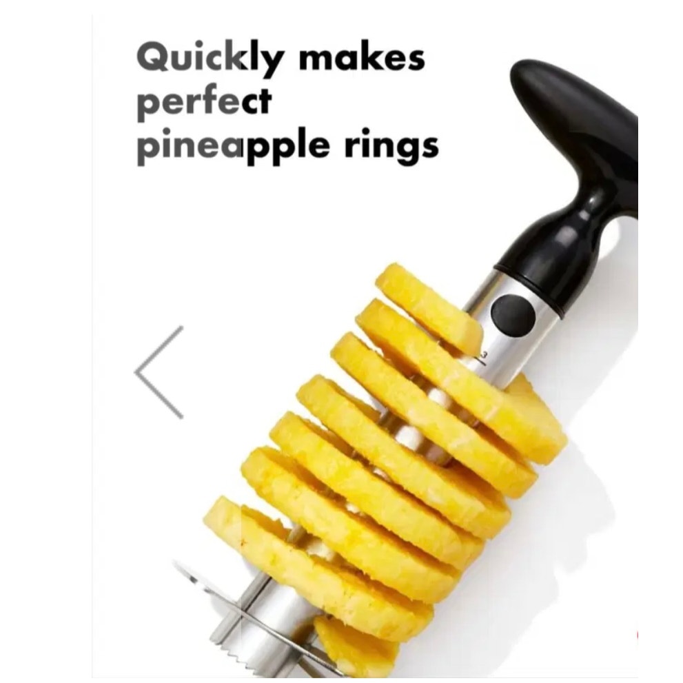OXO Pineapple Corer Slicer Cutter Tool Silver w/ Black T-Handle Depth