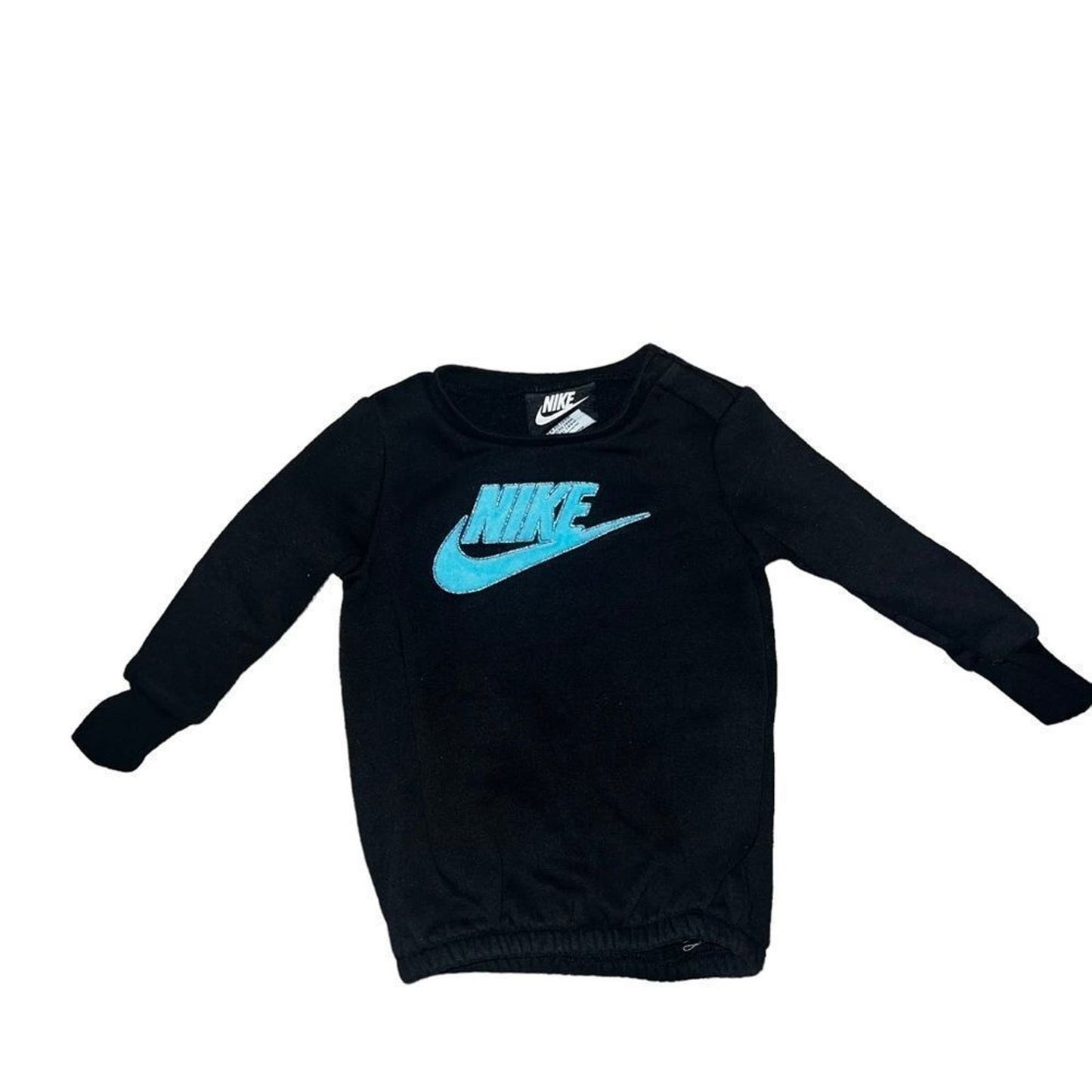 Black Nike Crewneck with Blue Sparkle Logo in Size 12M