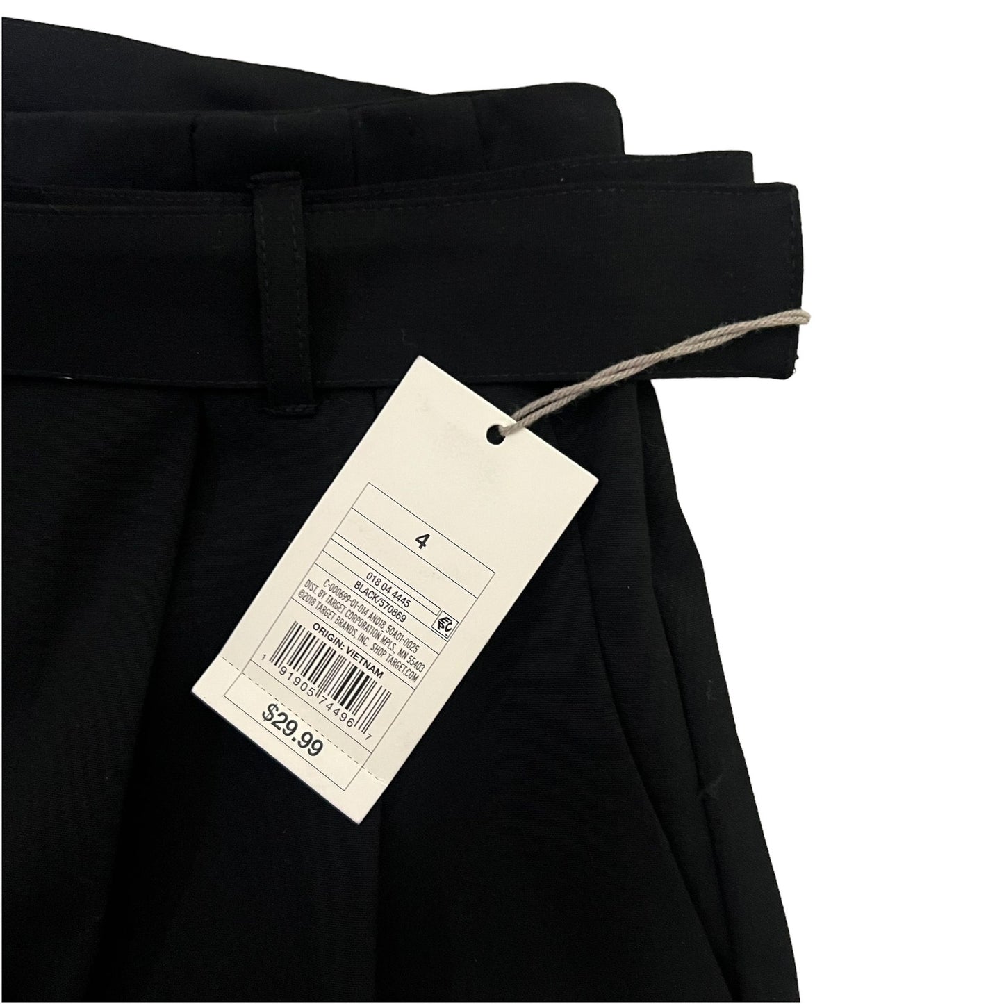 NWT A New Day Women's Black Wide Leg Trousers Size 4 High-Waisted with Belt