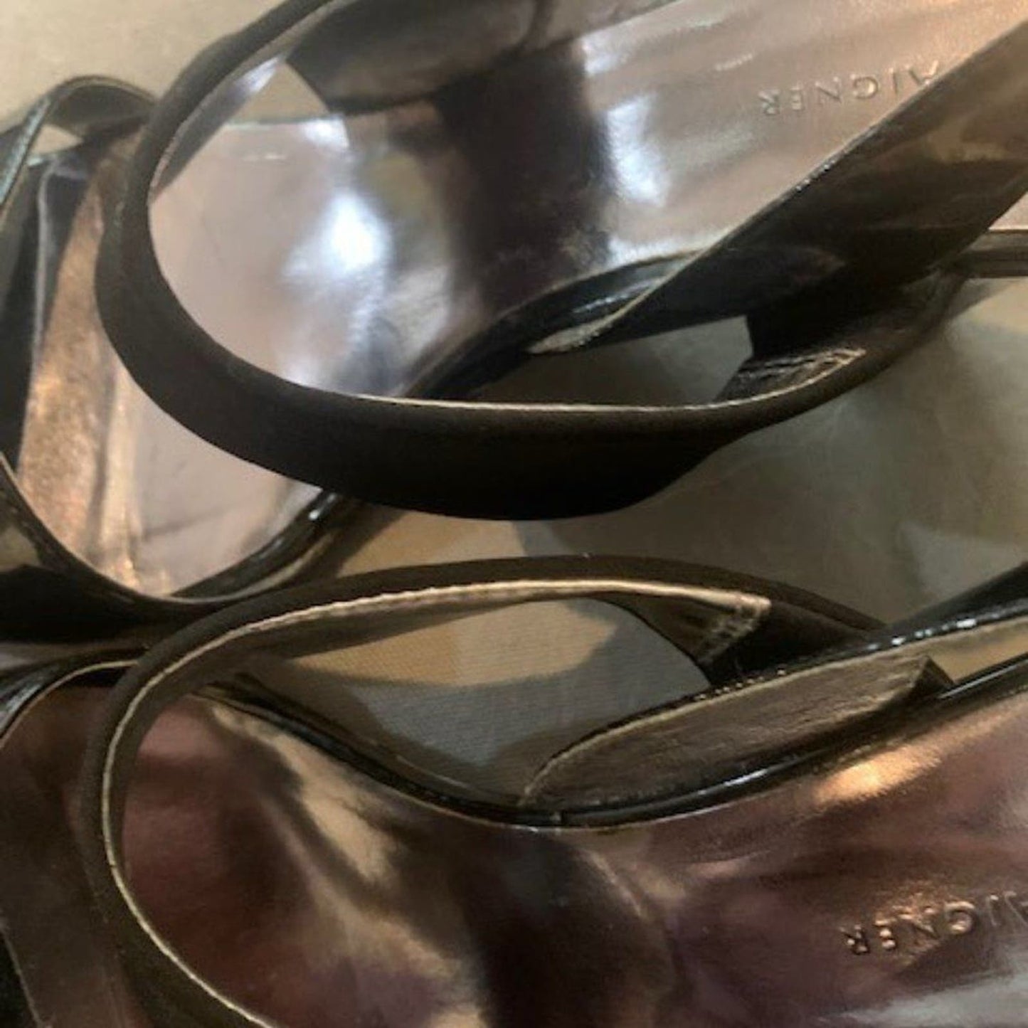 Etienne Aigner Black wedge heel sandals 10M