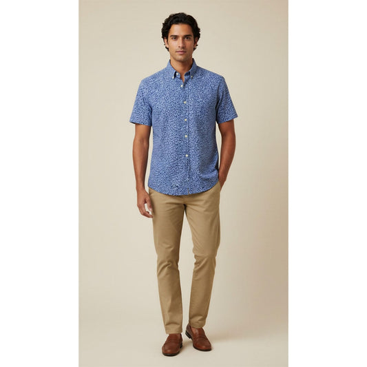 Vineyard Vines Men's Slim Fit Floral Blue Button-Up Shirt Medium