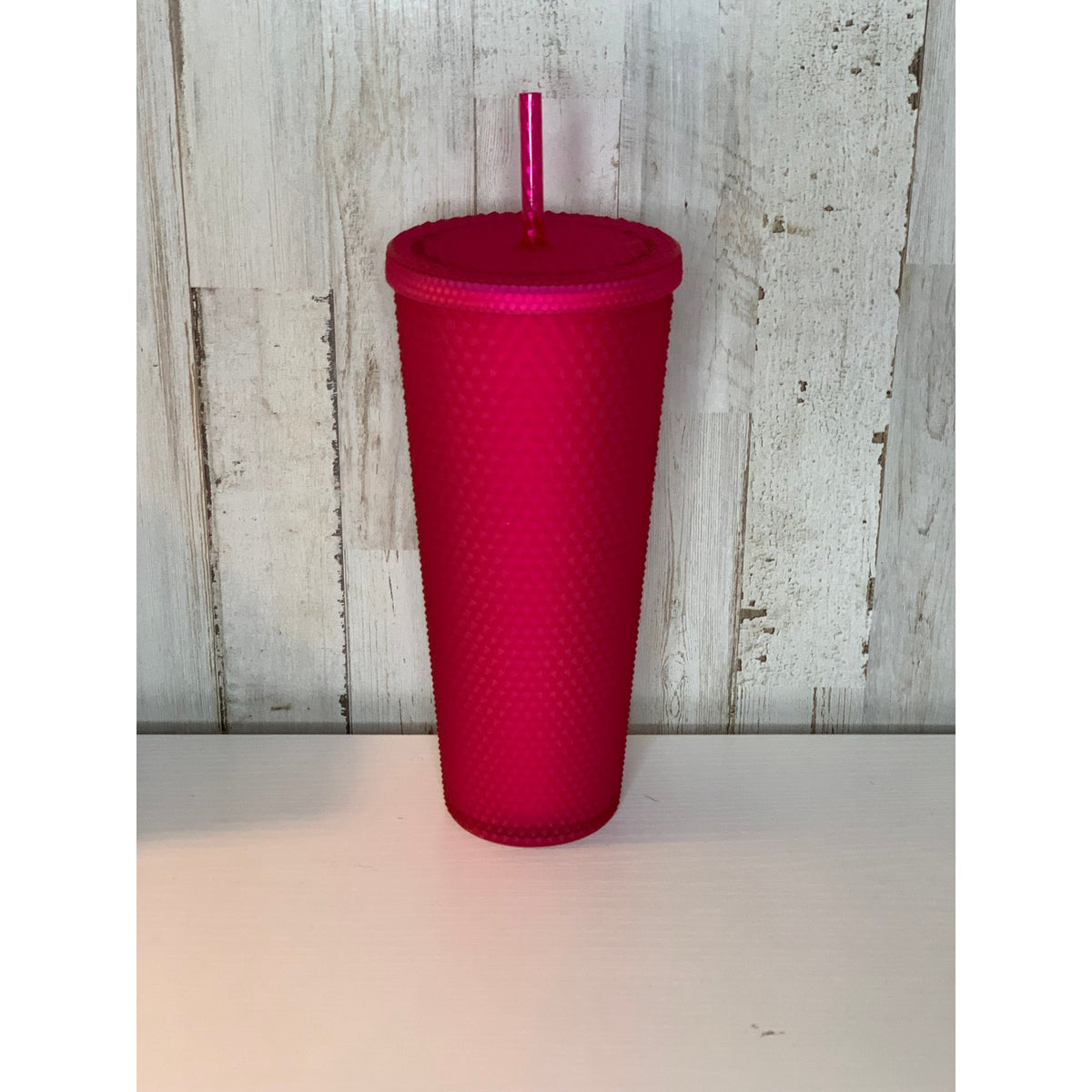 Starbucks Neon Hot Pink Studded Cold Cup Tumbler w/ Lid & Straw 24 oz